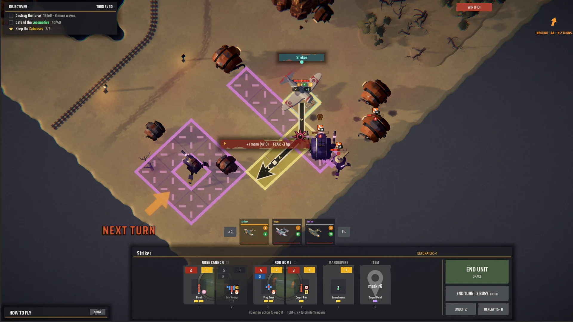 ROLL IN - a fighter routing through flak to gain momentum